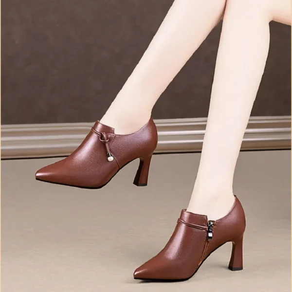 Faux Leather Ankle Boots with Square Heel for Women | Elegant and Fashionable for Winter - Image 2