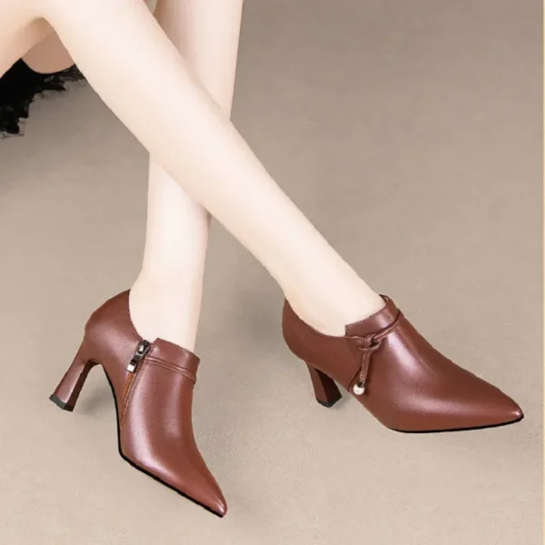 Faux Leather Ankle Boots with Square Heel for Women | Elegant and Fashionable for Winter - Image 4