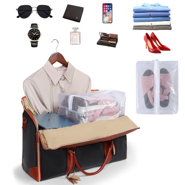 Women's Foldable Travel Bag | Large Waterproof Polyurethane Suitcase for Outdoor Suit and Sport - Image 2