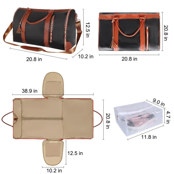 Women's Foldable Travel Bag | Large Waterproof Polyurethane Suitcase for Outdoor Suit and Sport - Image 3