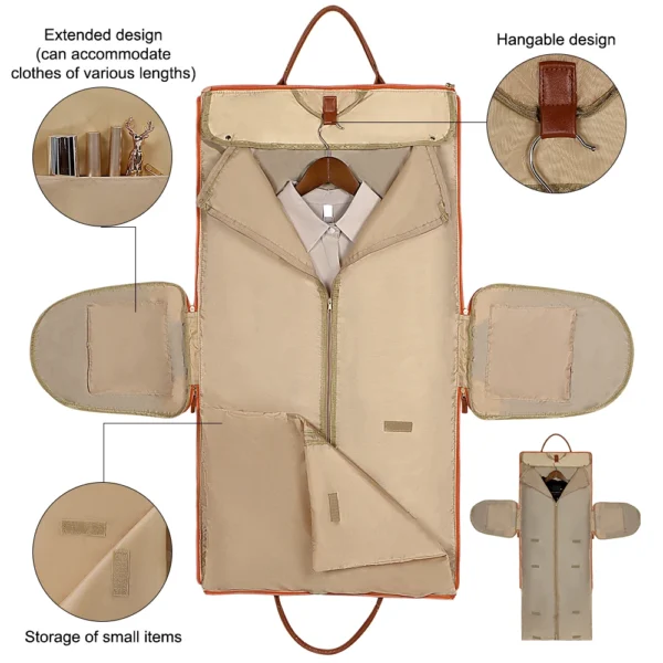 Women's Foldable Travel Bag | Large Waterproof Polyurethane Suitcase for Outdoor Suit and Sport - Image 4