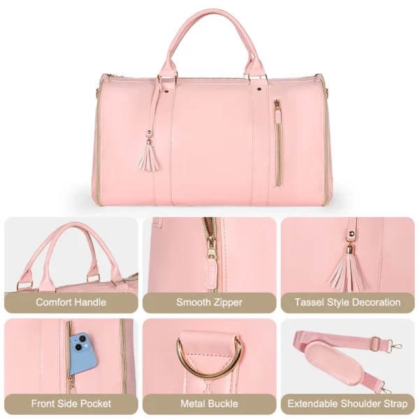 Women's Foldable Travel Bag | Large Waterproof Polyurethane Suitcase for Outdoor Suit and Sport - Image 5