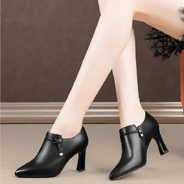 Faux Leather Ankle Boots with Square Heel for Women | Elegant and Fashionable for Winter - Image 5